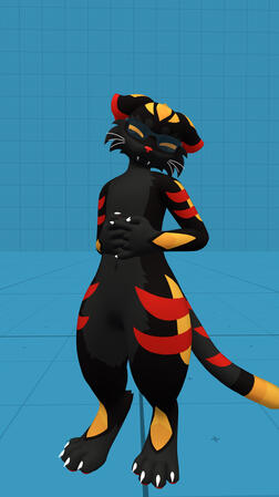 Mostly black mayu with red and yellow accents.